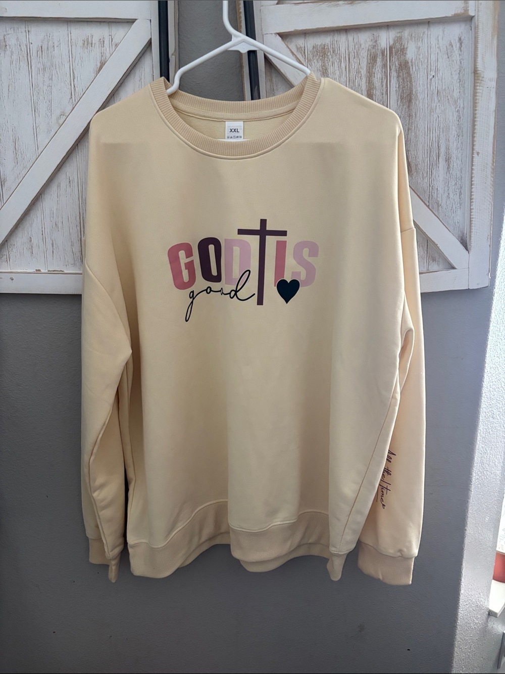Cream 'God Is Good' Graphic Sweatshirt - Women's new